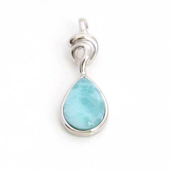 LARIMAR NECKLACE CURVED Necklace Pendant, Chain Necklace with Natural Gemstone - Picture 7 of 10